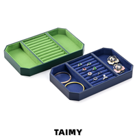 Plateau de présentation de bijoux en PU avec logo personnalisé, octogonal, multi-compartiments, pour bracelets et bagues, plateau de rangement pour comptoir de bijouterie, vente en gros