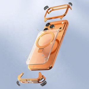 Étui de téléphone magnétique sans cadre en métal <span class=keywords><strong>pour</strong></span> iPhone 16 17 Pro Max avec dissipation thermique et béquille, avec cadre en alliage d'aluminium - Product Image 4
