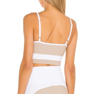 Haut de yoga pour femme, respirant, à contraste de couleurs, à maintien élevé, dos croisé, débardeur de sport, brassière de yoga décontractée courte - Product Image 5