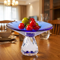 Plat à fruits rond en cristal K9 brillant, design européen, plateau à collation et dessert, tendance mode, objet de collection artistique pour la décoration intérieure