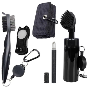 Accessoires <span class=keywords><strong>de</strong></span> <span class=keywords><strong>golf</strong></span>, kit <span class=keywords><strong>de</strong></span> nettoyage <span class=keywords><strong>de</strong></span> clubs <span class=keywords><strong>de</strong></span> <span class=keywords><strong>golf</strong></span> 5 pièces, brosse à eau, outil <span class=keywords><strong>de</strong></span> réparation <span class=keywords><strong>de</strong></span> divots, aiguiseur <span class=keywords><strong>de</strong></span> rainures, brosse à clubs double face, serviette en microfibre - Product Image 1
