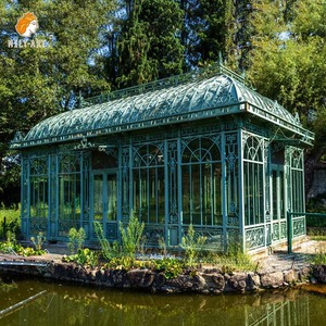 Maison en verre de grande taille Maison verte Gazebo en fer forgé Pavilion à vendre - Product Image 1