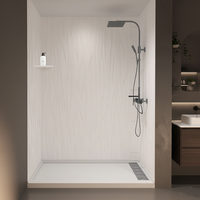 Panneau mural de douche en marbre cultivé, design 3D moderne, ignifuge, imperméable, pour salle de bain d'hôtel, contour de baignoire, motif irrégulier 3D