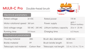 Brosse de nettoyage de panneaux solaires à double tête, rotative, alimentée en eau, 24V, double <span class=keywords><strong>moteur</strong></span>, perche de 3,5 m pour le nettoyage des modules photovoltaïques MULTIFIT MULR-CPro - Product Image 5