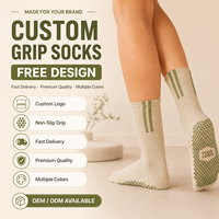 Chaussettes de yoga antidérapantes en coton respirant pour femmes, avec logo personnalisé, pour Pilates et fitness en intérieur, avec options de coupe/manchette