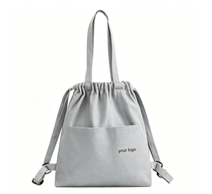 Sac à dos en toile personnalisé OEM, sac fourre-tout en coton réutilisable avec cordon de serrage, imprimé avec logo, pour un usage quotidien - Product Image 2