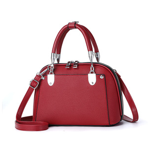 Bolso de Mano Rojo para Mujer, con Asa Superior, Correa para el Hombro y Doble Cremallera, Detalle Metálico, para Viajes Diarios - Product Image 1