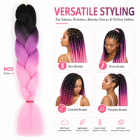 Cheveux synthétiques en fibre basse température pour tressage jumbo, extensions colorées, box braids, crochet twist, vente en gros Flame