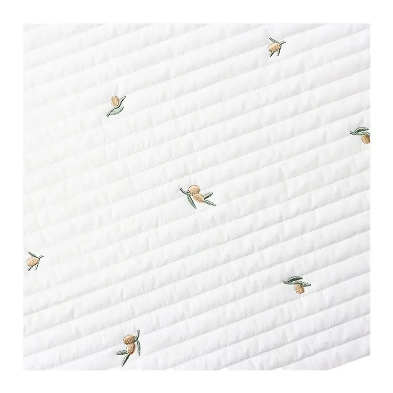 Embroidery quilting fabric wholesale quilted white cotton breathable South Korea children sheets quilted olive embroidered