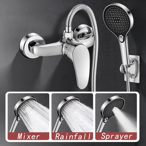 Robinet de douche mural en alliage de zinc chromé, robinet de baignoire, robinet de mélange pour baignoire et douche - Product Image 2