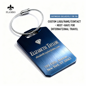 Carte à bagages <span class=keywords><strong>en</strong></span> métal avec anneau <span class=keywords><strong>en</strong></span> acier inoxydable, protection de la vie privée, essentiel de <span class=keywords><strong>voyage</strong></span>, couleurs personnalisées, adaptée aux valises et aux sacs - Product Image 1