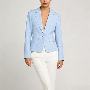 <span class=keywords><strong>Blazer</strong></span> da Donna <span class=keywords><strong>Blu</strong></span> Chiaro Testurizzato 100% Poliestere Tessuto Monopetto Scollo a V Anti-restringimento 220g Professionale - Product Image 4