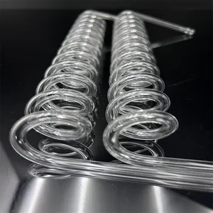 高温水処理用のカスタム透明石英ガラススパイラルチューブ