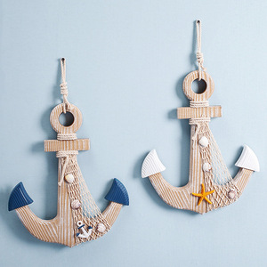 Mediterranean Style Wooden Anchor Wall <b>Decor</b> 39cm Hanging Home Decoration 2-Piece Set - Product Image 1
