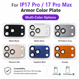 Protection d'objectif d'appareil photo en verre 9H avec motif CD mat et plaque de couleur en aluminium pour iPhone 17 Pro Max - Product Image 1