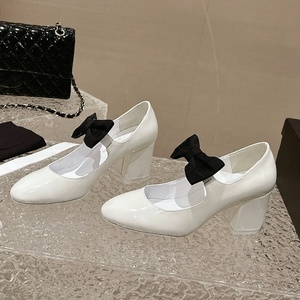 Zapatos de Ballet Mary Jane para Mujer 2024, de Alta Calidad, Tacón Medio, Cuero Patentado, con Lazo Grande, Transpirables, para Verano y Otoño - Product Image 6