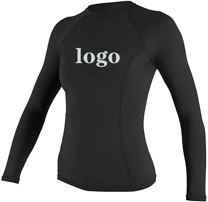 เสื้อใส่ป้องกันผดผื่นสำหรับผู้หญิงเสื้อว่ายน้ำโต้คลื่นเสื้อเชิ๊ตป้องกันแสงแดด UPF 50 + พิมพ์ลายโลโก้ตามสั่ง