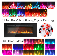 Luxstar Cheminée électrique de 60 pouces 1500W Flamme décorative traditionnelle Insert mural en cristal multicolore pour hôtel domestique