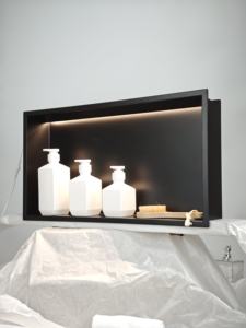 Estante empotrado de acero inoxidable con <span class=keywords><strong>nicho</strong></span> de <span class=keywords><strong>ducha</strong></span> de baño con luz LED moderna personalizada para uso en hoteles, hospitales y apartamentos - Product Image 2