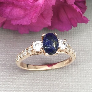 Anillo de Lapislázuli Dorado para Hombre, Anillo Cuadrado Antiguo de Lapislázuli Dorado, Anillo de Compromiso de Lapislázuli - Product Image 5