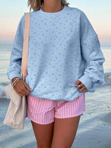 Felpe con Cappuccio da Donna Personalizzate all'Ingrosso, Stampa Floreale, Alta Qualità, Puro Cotone, Tessuto French Terry, Felpe Casual Autunnali - Product Image 2