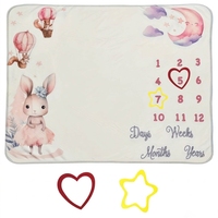 Alas Foto Bayi Rajut Motif Bunga Hewan Kartun Lembut 100% Poliester, Selimut Penanda Pertumbuhan Bayi untuk Fotografi di Kamar Bayi