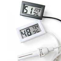 Terrario para Reptiles de Interior FY-12, Mini Termómetro Higrómetro Digital LCD Integrado con Sensor de Cable de 1 m