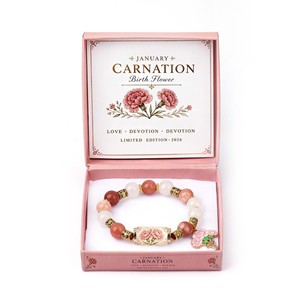 Bracelet perlé fleur du mois <span class=keywords><strong>de</strong></span> <span class=keywords><strong>naissance</strong></span>, pendentif lys en alliage, pierre naturelle, bijou <span class=keywords><strong>de</strong></span> poignet unisexe, cadeau d'anniversaire avec boîte cadeau - Product Image 6