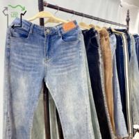 Jeans d'occasion de haute qualité, grade A, vente en gros, styles et tailles variés, coupe slim, jeans polyvalents en polyester/coton, ballots de vêtements usagés