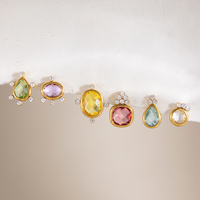 Boucles d'oreilles clous J&D Jewelry en acier inoxydable plaqué or 18 carats, serties pavé, multicolores, multiformes, en verre écaille de tortue, cadeaux pour femmes