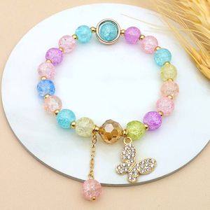 New Exquisite Butterfly Pendant Colorful <b>Crystal</b> Glass Beaded <b>Bracelets</b> 8mm Beads Bangle Chain Sets Jewelry Making Wedding Gift - Product Image 1