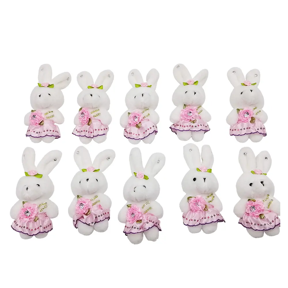 Cute Bunny Rabbit Toy Beautiful Wedding Teddy Bear Toy For Bouquet Soft Couple Plush Mini Rabbit