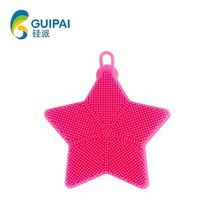 Silicone Star Dishwashing <b>Brush</b> 13cm X 11cm Multi Functional Kitchen Cleaning Tool Heat Resistant Food Grade Material - Product Image 4