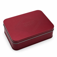 Boîte en étain rectangulaire rouge personnalisée, de qualité alimentaire, pour biscuits, chocolats, bonbons, emballage cadeau