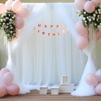 Rideau de fond en tulle blanc pour fêtes et mariages, 3m x 2,4m, rideaux de fond transparents pour douche nuptiale, fête d'anniversaire, baby shower