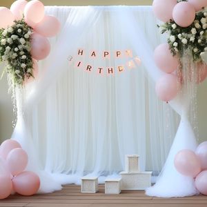<span class=keywords><strong>Rideau</strong></span> <span class=keywords><strong>de</strong></span> fond <span class=keywords><strong>en</strong></span> tulle blanc pour fêtes et mariages, 3m x 2,4m, rideaux <span class=keywords><strong>de</strong></span> fond transparents pour <span class=keywords><strong>douche</strong></span> nuptiale, fête d'anniversaire, baby shower - Product Image 4