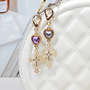 Llavero con Cruz de Cristal en Forma de Corazón, Joyería Religiosa con Pedrería, Llavero de Jesús, Colgante de Crucifijo Católico, Regalos Cristianos - Product Image 1
