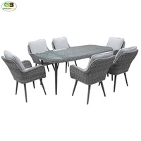Ensemble de table et de chaises de salle à manger en métal traditionnel pour l'extérieur, sept pièces, pour jardin et terrasse, non pliable