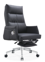Chaise de bureau ergonomique réglable en cuir PU moderne et pratique avec piètement chromé, confortable pour la maison, le bureau, l'école et le salon