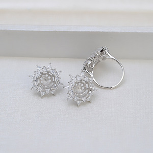 S925 Silver Ear Nail and Head Ring with Large <b>Pearl</b> Women's DIY Semi-Finished <b>Jewelry</b> <b>Set</b> 1390 - Product Image 4