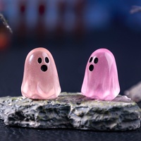 Nouveauté : Statuette miniature de décoration de jardin fantôme monstre lumineux 3D pour Halloween, figurine fantôme en résine lumineuse