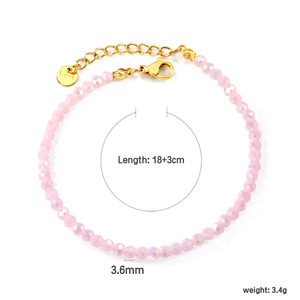 Beaded <b>Bracelet</b> Purple Crystal Round Beads Gold Clasp Women's Jewelry Gift Fashion Accessory - Product Image 5