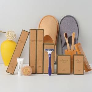 Free Sample Custom Eco Friendly Hotel Organic Toiletries <strong>Set</strong> Luxury Brown Kraft Paper Bamboo Hotel Amenities <strong>Kit</strong> <strong>Set</strong> - Product Image 1