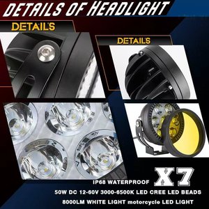 Phares LED 100W pour moto, éclairage auxiliaire pour voiture, moto, 3000K 6000K, projecteurs LED pour voiture - Product Image 5