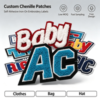 Patchs thermocollants brodés en chenille personnalisés en forme de lettres pour vêtements, chapeaux, lettres de style universitaire, service OEM, haute qualité