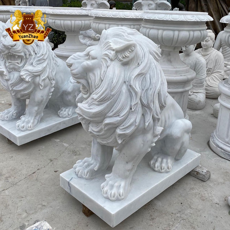ライオン彫刻石動物屋外等身大白い大理石ライオン像| Alibaba.com