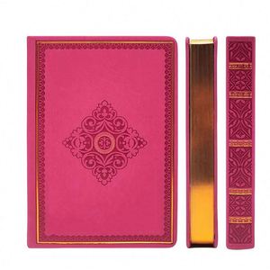 Custom B6 Leather Hardcover Lined Pages Vintage Emed Journal Notebook with Ribbon <b>Bookmark</b> - Product Image 1