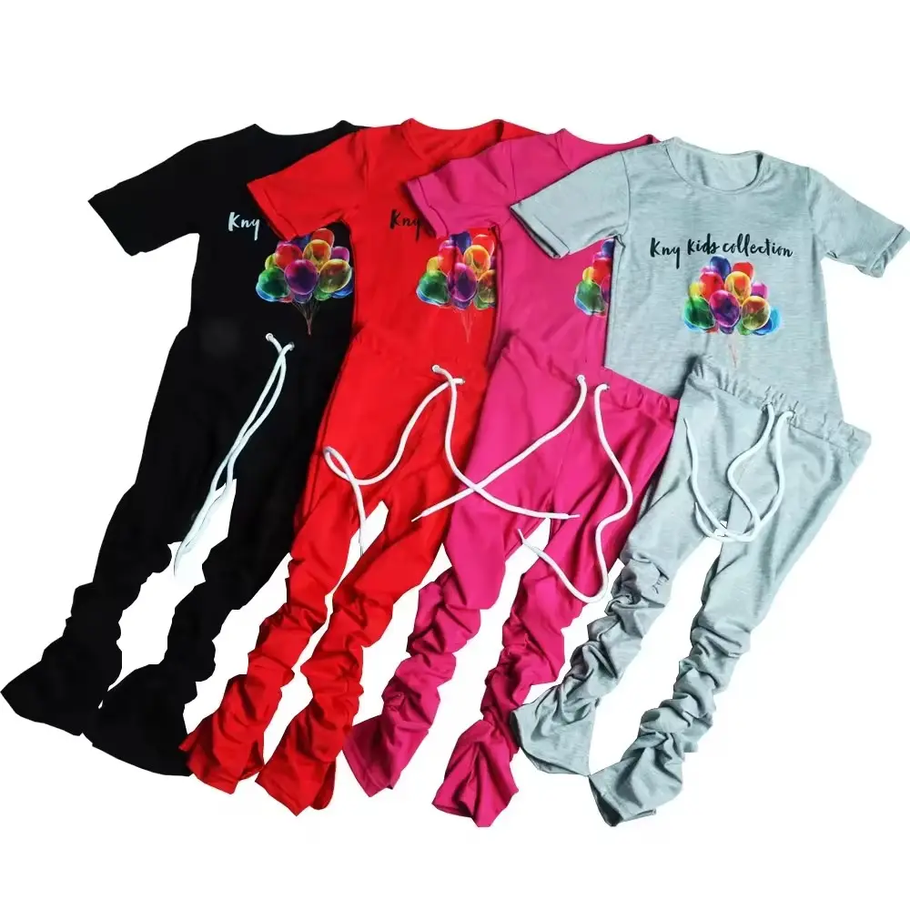 Toddler Girl Summer Tracksuit Kid jogger Clothes Stacking Pants Clothing Baby Girl Cotton T Shirt Pants 4-5 years girls clothing