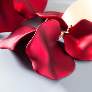 Boucles d'oreilles pampilles, bijou Vintage élégant motif pétale de Rose rouge, fleur de mariage, pour femmes, - Product Image 6