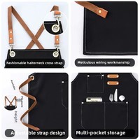Tablier en toile lavée durable multi-usages unisexe pour salon, cuisine, café, lavage de voiture, jardin avec sangle réglable